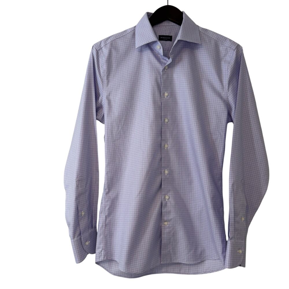 Proper Cloth Non Iron Supima Button Down Mens Custum Lavander Blue Sz 15.9/34.2